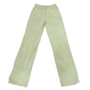 Pacsun Corduroy Pants Green High Waisted Wide Leg Casual Trousers